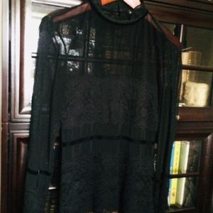 Ladies/girls - A Gorgeous Le Chateau Black lace, mesh and satin blouse - S